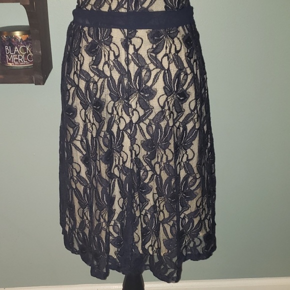 New Danny & Nicole Navy Lace Overlay A-Line Dress - Picture 7 of 8